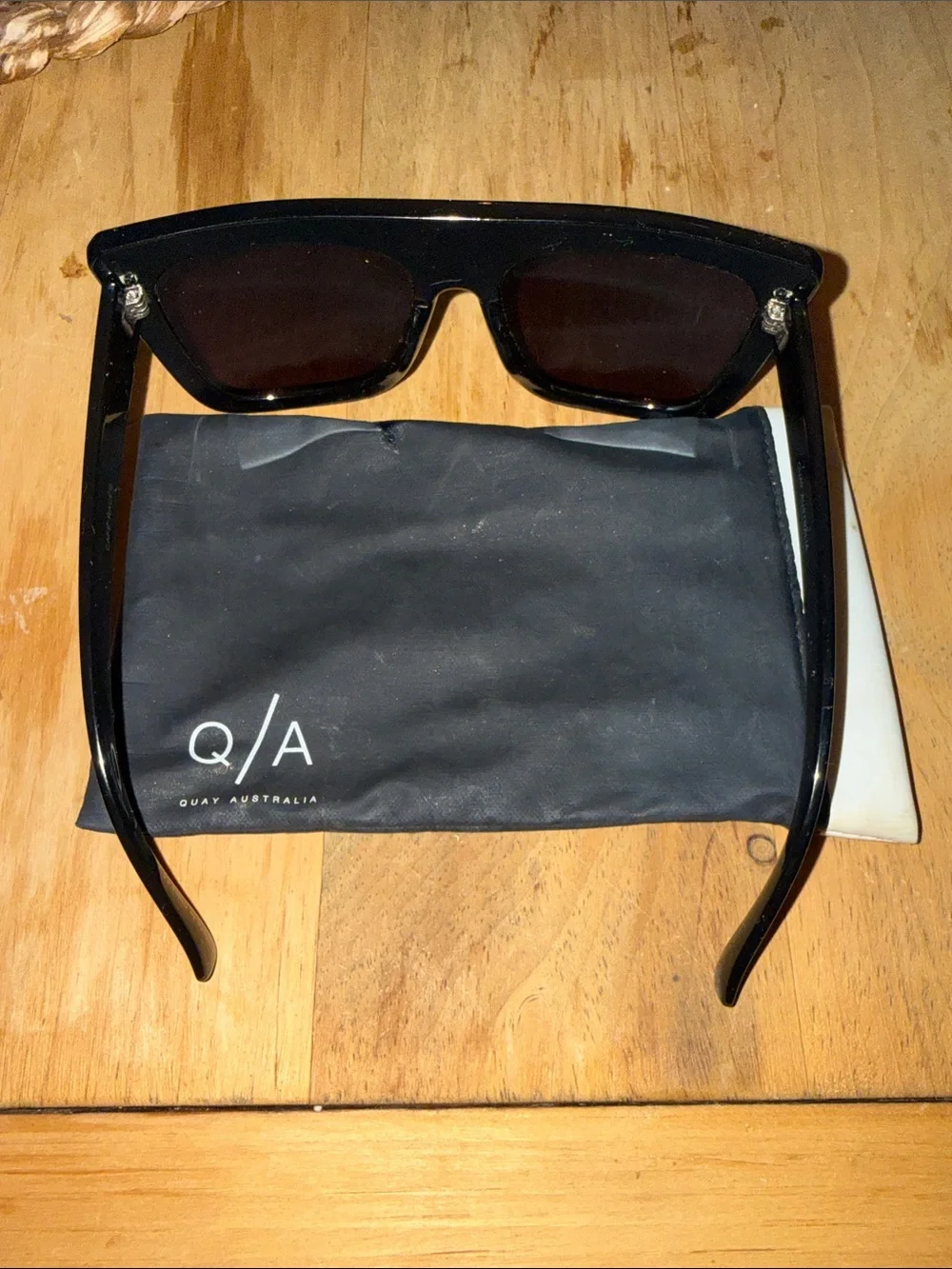 Quay Australia Cafe Racer Oversized Square Sunglasses Black Frame